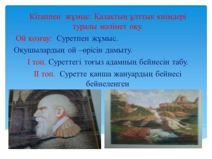 "Қазақтың ұлттық киімдері" ашық сабақ