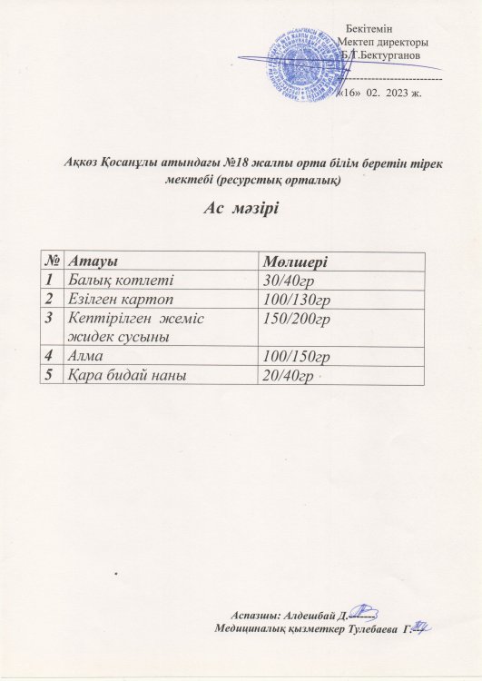 Ас мәзірі